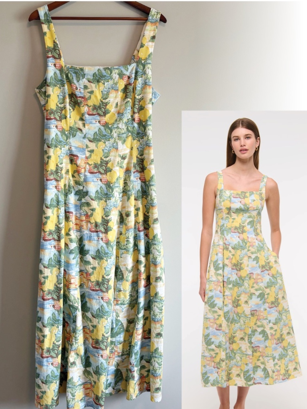 The A&F Mila Stretch Midi Dress - Lemon - XL Tall